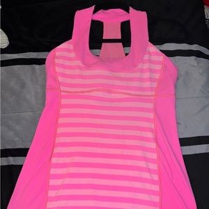 Lululemon pink striped scoop neck tank top